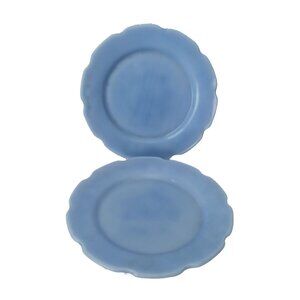 2 Jeannette Glass CHERRY BLOSSOM Delphite Blue 6" Child's Plates